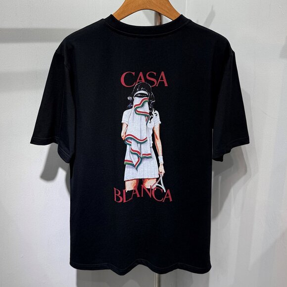 Casablanca Tennis Girl Short Sleeve Black T-Shirt - Picture 1 of 6